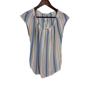 LC Lauren Conrad Striped Dotted Blouse Top Women's Size Small Tie Back